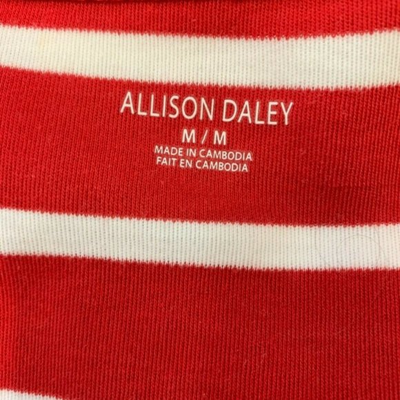 Allison Daley Women's Medium Red White Striped Short Sleeve Scoop Neck Top - Picture 5 of 5